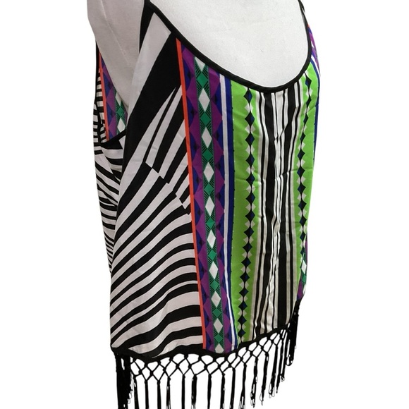 Bisou Bisou Women's Size XL Top Spaghetti Straps Fringed Adjustable Multi Color - Picture 2 of 6